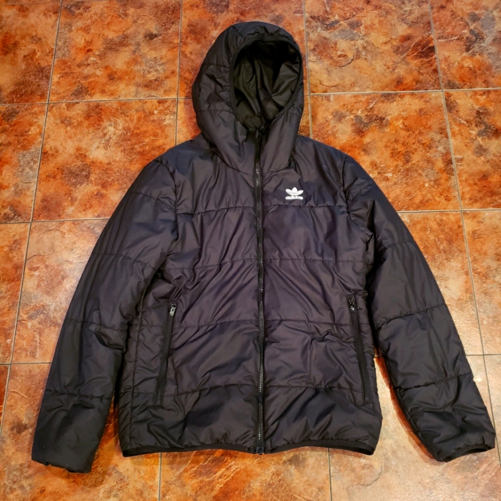 Adidas Women's Black Hooded Puffer Jacket Size S